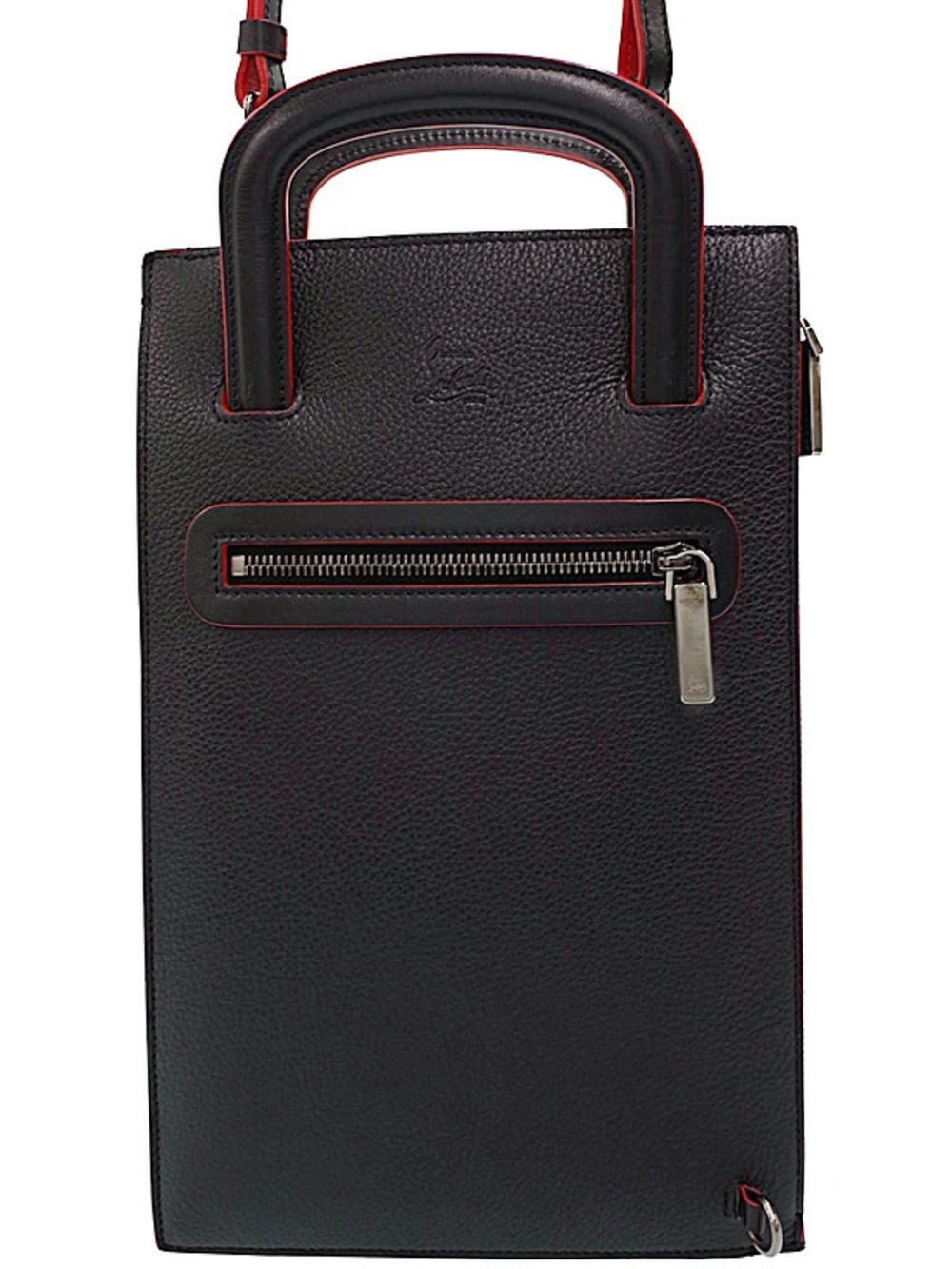 Christian Louboutin black calfskin Trictrac portfolio bag top handles zip
